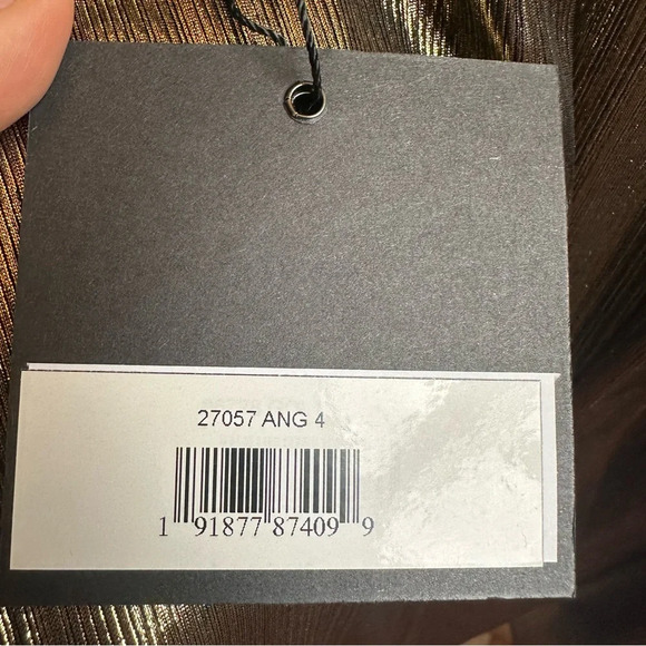 NWT Mac Duggal Metallic V Neck Midi Dress Size 4 Antique Gold - Picture 10 of 10